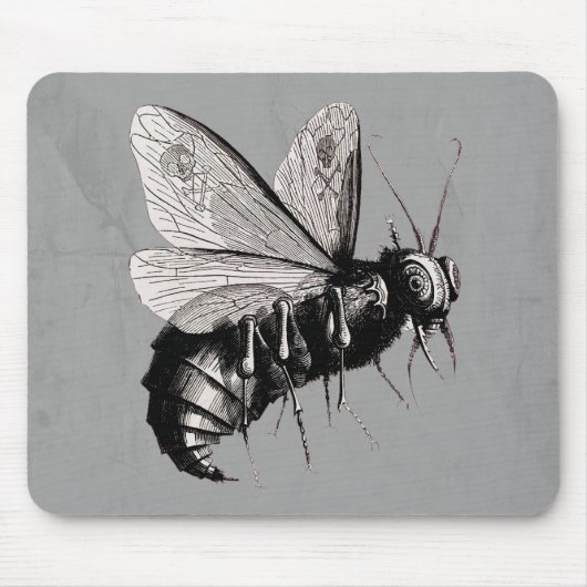 Gothic Bee Skull Wings Mousepad (Vorne)