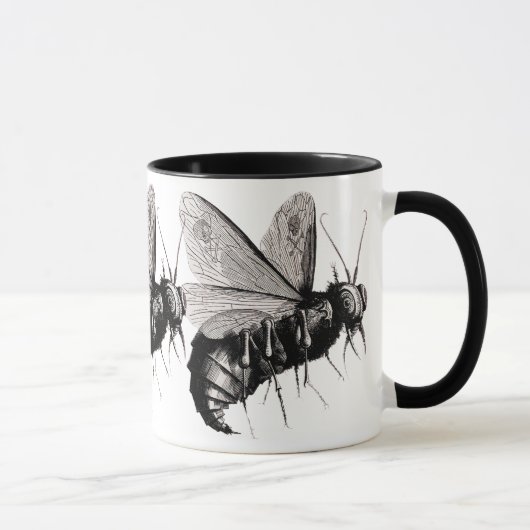 Gothic Bees Skull Wings Tasse (Rechts)
