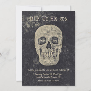 Gothic Beige Gray Skull Geburtstags RIP zu seinen Einladung
