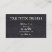 Gothic Beige Gray Skull Tattoo Shop Visitenkarte (Rückseite)