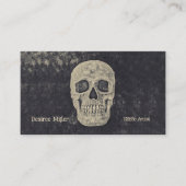 Gothic Beige Gray Skull Tattoo Shop Visitenkarte (Vorderseite)