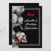 Gothic-, Biker- oder Rock-Black-Hochzeitsmenü Menükarte (Vorne/Hinten)