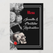 Gothic-, Biker- oder Rock-Black-Hochzeitsmenü Menükarte (Vorderseite)