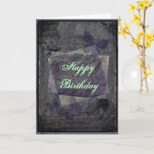 Gothic Birthday Card Karte (Gelbe Blume)