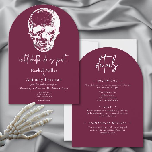 Gothic bis Death Skull Arch Hochzeit zwei Seiten Einladung