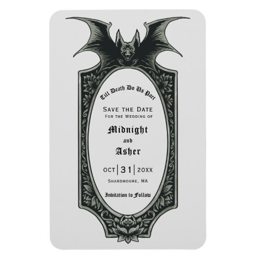 Gothic bis Tod machen uns Teil Bat Save the Date Magnet (Vertikal)