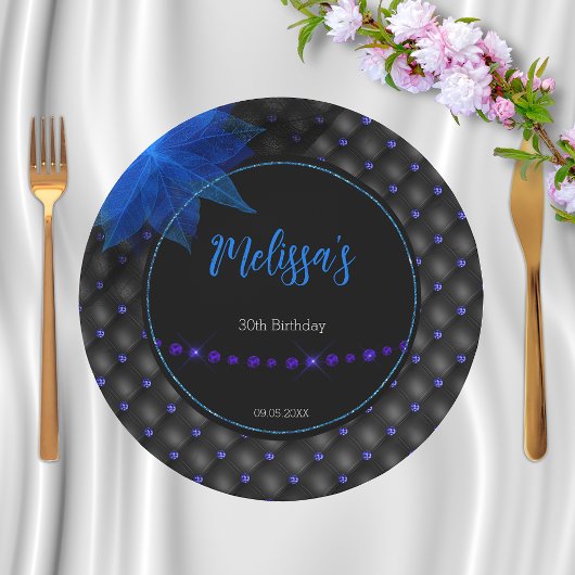 Gothic Black and Blue Birthday Pappteller