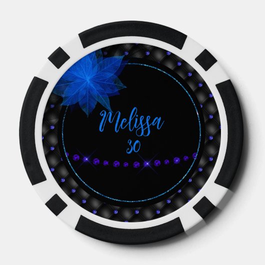 Gothic Black and Blue Birthday Pokerchips (Rückseite)