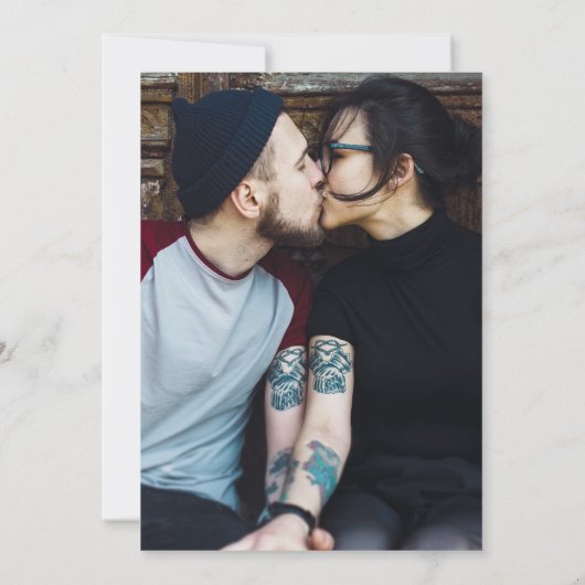 Gothic Black and Gold Foto Engagement Party Einladung (Rückseite)