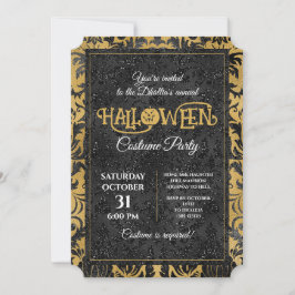Gothic Black and Gold Halloween-Party Einladung