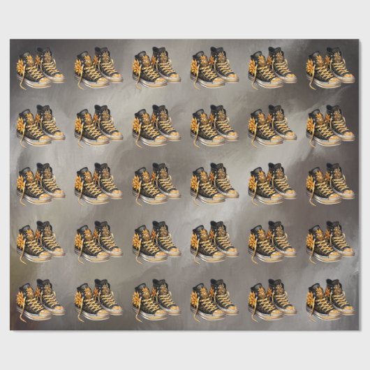 Gothic Black and Gold Hightops Geschenkpapier (Flach)