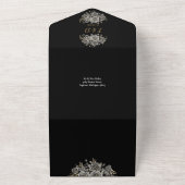 Gothic Black and Gold Monogram QR Code Wedding All In One Einladung (Außenbereich)