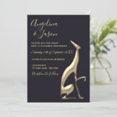 Gothic Black and Gold Wedding Einladung (Stehend Vorderseite)