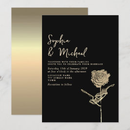 Gothic Black and Gold Wedding Einladung