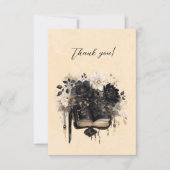Gothic Black and Ivory Book and Blume Vielen Dank Dankeskarte (Vorderseite)