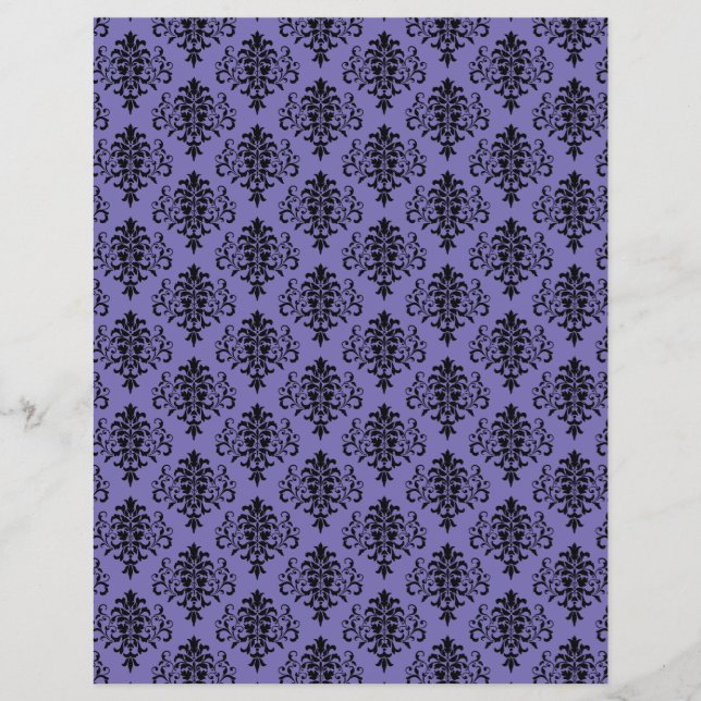 Gothic Black and Lila Damask Scrapbook Paper (Vorderseite)