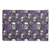 Gothic Black and Lila Skulls and Rose Beet Kissenbezug (Rückseite)