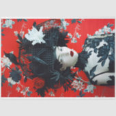 Gothic Black and Red Floral Birdcage Hat Seidenpapier (Vorderseite)