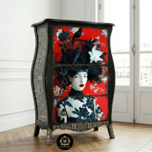 Gothic Black and Red Floral Birdcage Hat