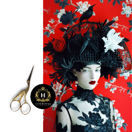Gothic Black and Red Floral Birdcage Hat Seidenpapier