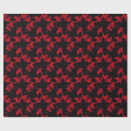 Gothic Black and Red Skulls Muster Geschenkpapier (Flach)