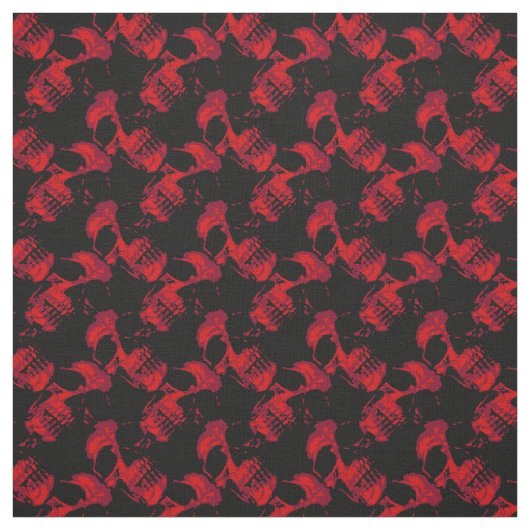 Gothic Black and Red Skulls Muster Stoff (Muster)