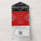 Gothic Black and Red Wedding QR Code All In One Einladung (Innen Boden)