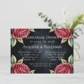 Gothic Black and Rote Rosen Probe Dinner Einladung (Stehend Vorderseite)