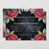 Gothic Black and Rote Rosen Probe Dinner Einladung (Vorne/Hinten)