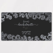 Gothic Black and Silver Floral Junggeselinnen-Absc Etiketten (Design 1)