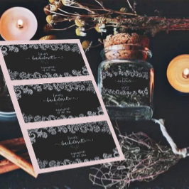 Gothic Black and Silver Floral Junggeselinnen-Absc Etiketten