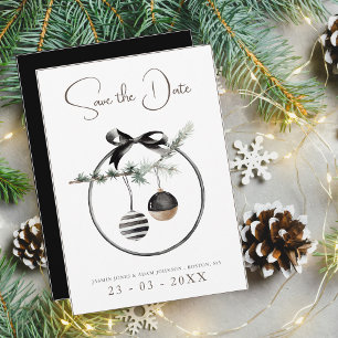 Gothic Black and White Christmas Baubles Save The Date