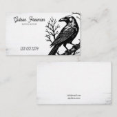 Gothic Black and White Crow Tattoo Artist Visitenkarte (Vorne/Hinten)
