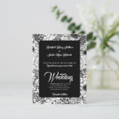 Gothic Black and White Floral Wedding Einladung (Stehend Vorderseite)