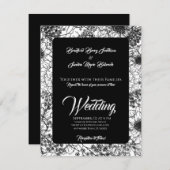 Gothic Black and White Floral Wedding Einladung (Vorne/Hinten)