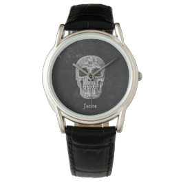 Gothic Black and White Grunge Skull Armbanduhr