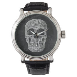 Gothic Black and White Grunge Skull Armbanduhr