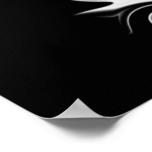 Gothic Black and White Linear Curlicue Muster Poster (Ecke)