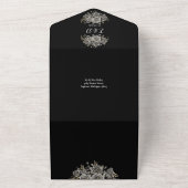 Gothic Black and White Monogram QR Code Wedding All In One Einladung (Außenbereich)