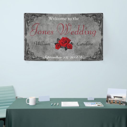 Gothic Black and White Rose Wedding Banner (Messeveranstaltung)