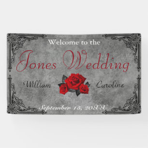 Gothic Black and White Rose Wedding Banner