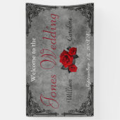 Gothic Black and White Rose Wedding Banner (Vertikal)