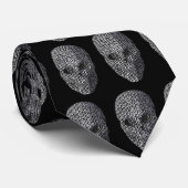 Gothic Black and White Skull Krawatte (Gerollt)