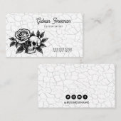 Gothic Black and White Skull Tattoo Shop Visitenkarte (Vorne/Hinten)