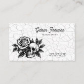 Gothic Black and White Skull Tattoo Shop Visitenkarte (Vorderseite)