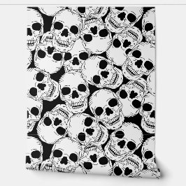 Gothic Black and White Skulls Muster Tapete