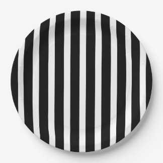 Gothic Black and White Stripes Geburtstag Pappteller