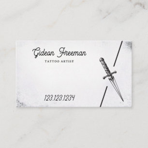Gothic Black and White Sword Tattoo Shop Visitenkarte
