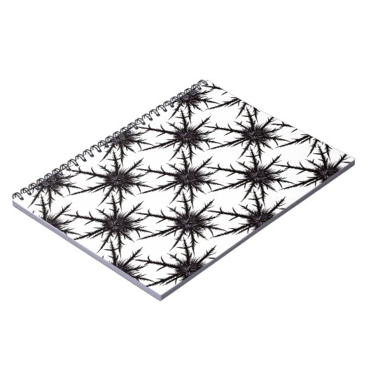 Gothic Black and White Thistle Pattern Halloween Notizblock (Linke Seite)