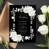 Gothic Black and White Tropical Rose Hochzeit Einladung